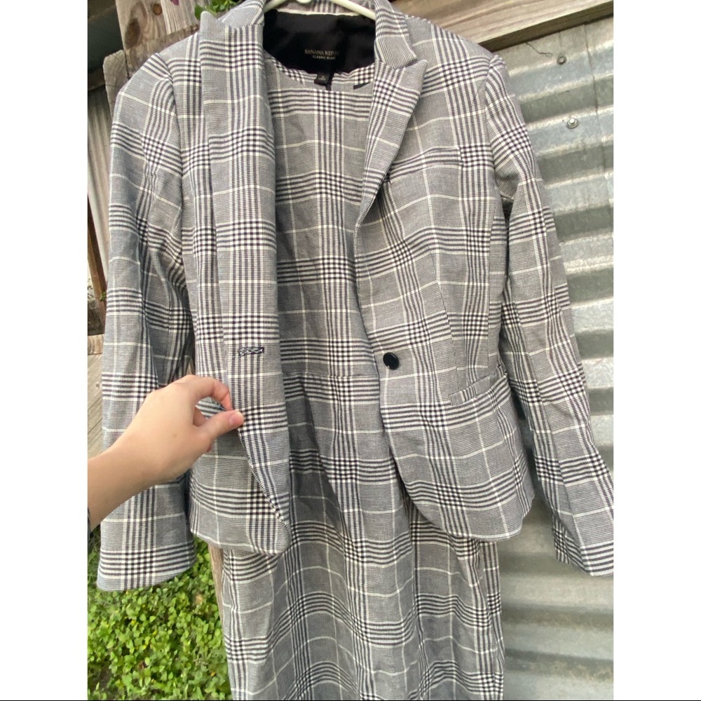 VINTAGE STYLED PLAID BLAZER DRESS SET